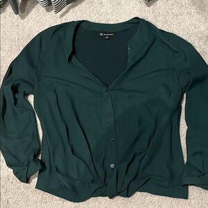 INC International Concepts Deep Green Button-Down Shirt